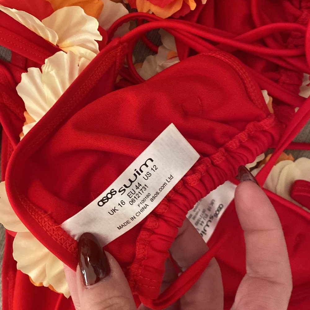 ASOS | ASOS DESIGN Premium 3D Flower Triangle Bikini Top and Bottom - Picture 7 of 10